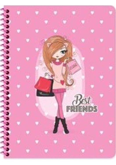 16x22 Cm Çizgisiz 80 Yaprak Telli Defter Karton Kapak 60 Gr Beyaz Sayfa Best Friends Sarısaç