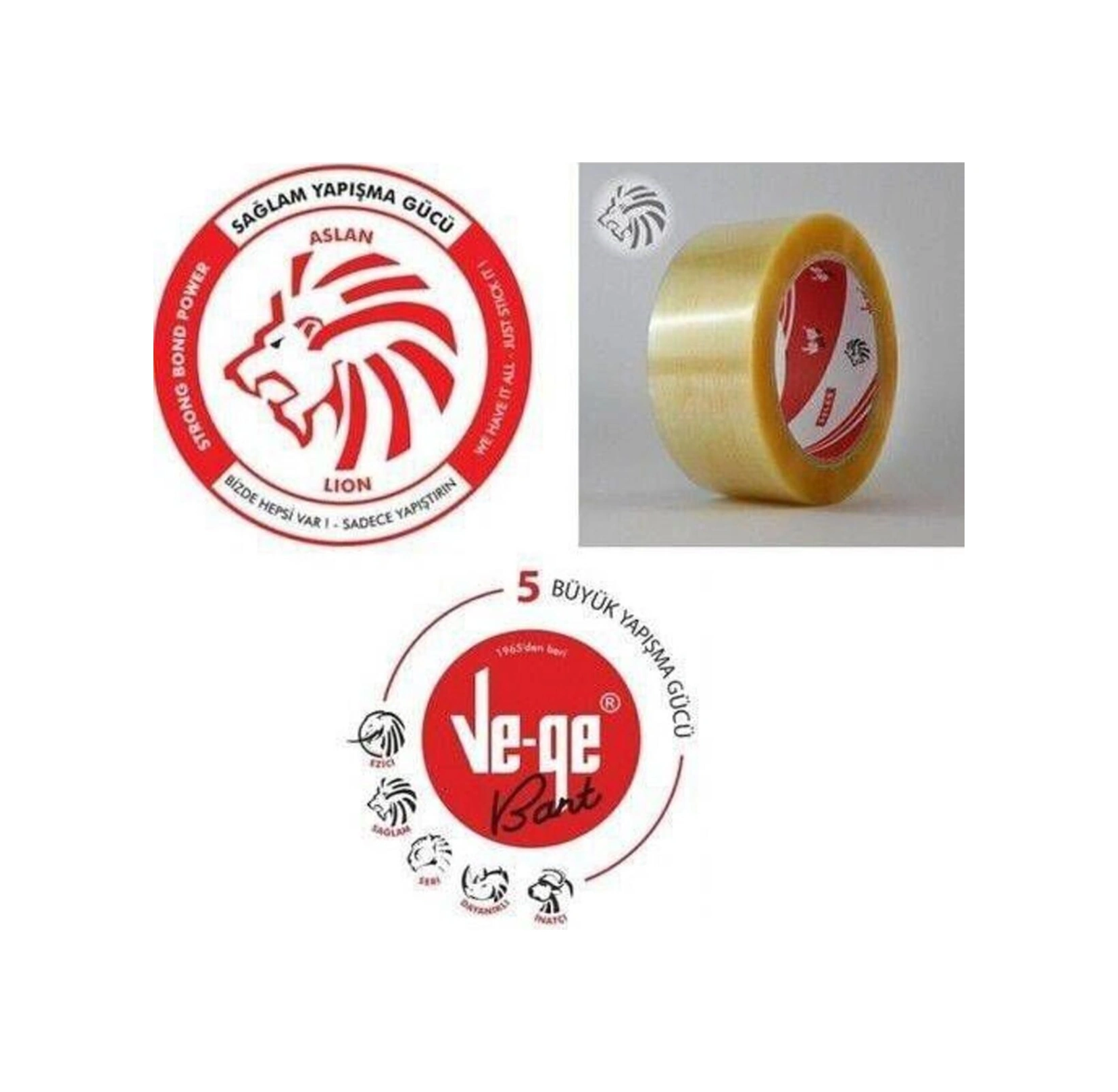 Vege Koli Bandı 45x100 Şeffaf Aslan 48 Adet