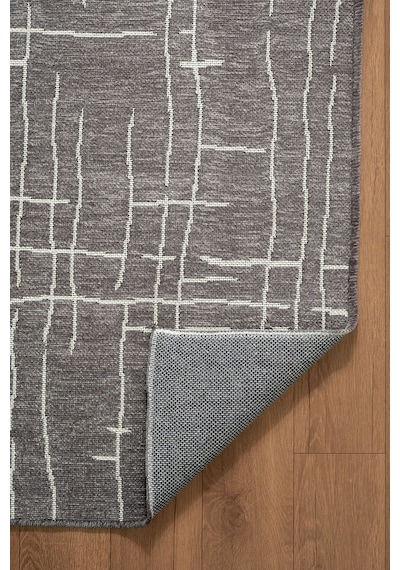 Seria Sra01z Antrasit Dekoratif Şönil Kilim Çizgili Desen Yıkanabilir Yumuşak Kaymaz Taban Halı