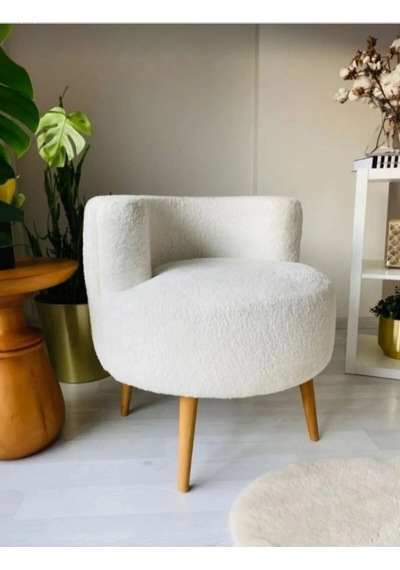 Tekli Puf ,makyaj Önü Pufu,çay Seti Tekli Koltuk, Sıtlı Berjer Salon, Balkon, Ofis ,sıtlı Puf, Beyaz,