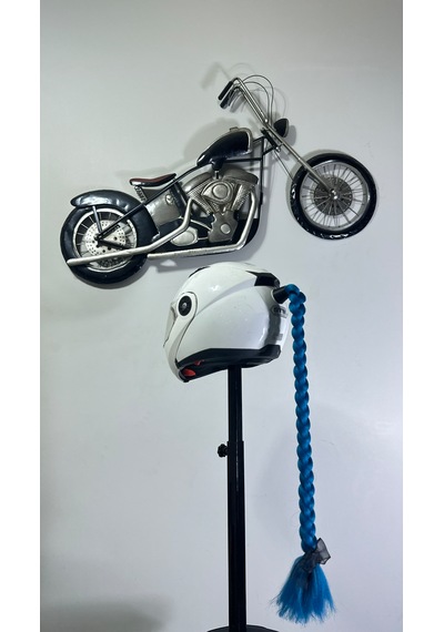 Motor & Motosiklet Tek Petrol Mavi Örgü Saç Kask Dış Aksesuarı Diğer