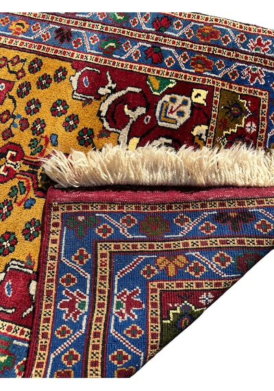 El Dokuma Sıfır Obruk Halısı 100x200 Kök Boya %100 Yün Halı Hardal