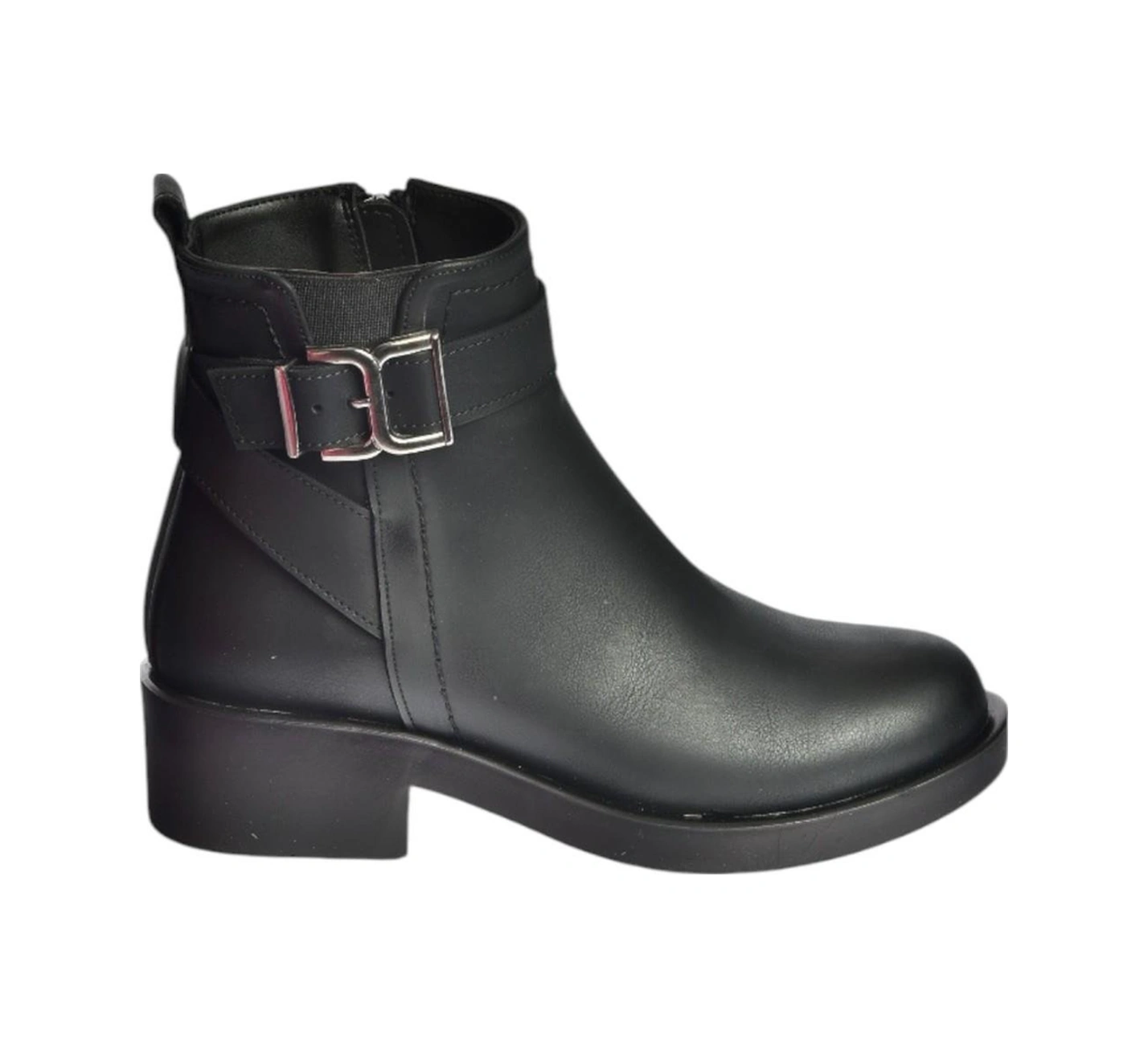Fox Shoes V674121109 Siyah Alçak Topuklu Kadın Bot Siyah-Suni Deri