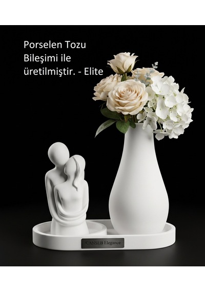 10cm Sevgili Biblo & 13cm Çiçek Vazosu - 17cm Tepsi - Üçlü Set 83254548
