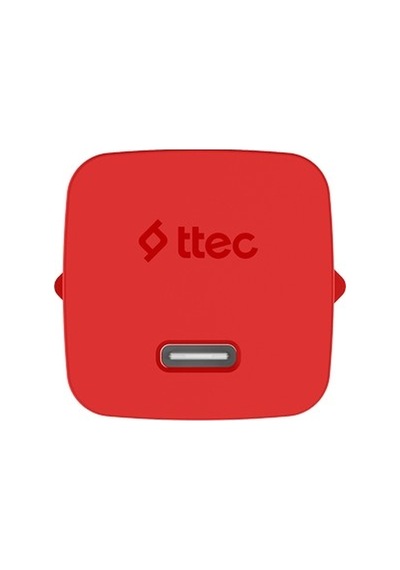 Ttec Smartcharger Gan 20w Pd Seyahat Hızlı Şarj Aleti + Usb-c Lightning 120cm Kablo Neon Kırmızı