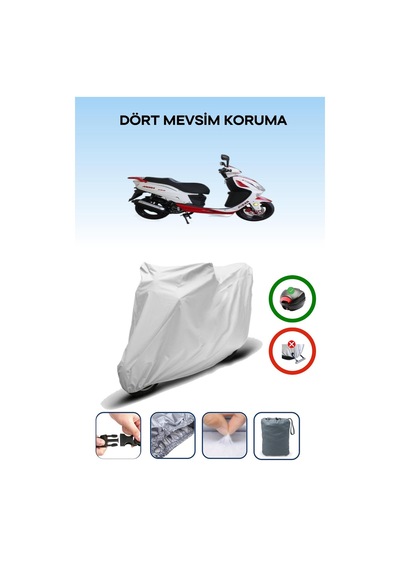 Gri Arka Çanta Uyumlu Arora Ar 150t-n2 Nostalji Uyumlu Motosiklet Brandası Motor Örtüsü