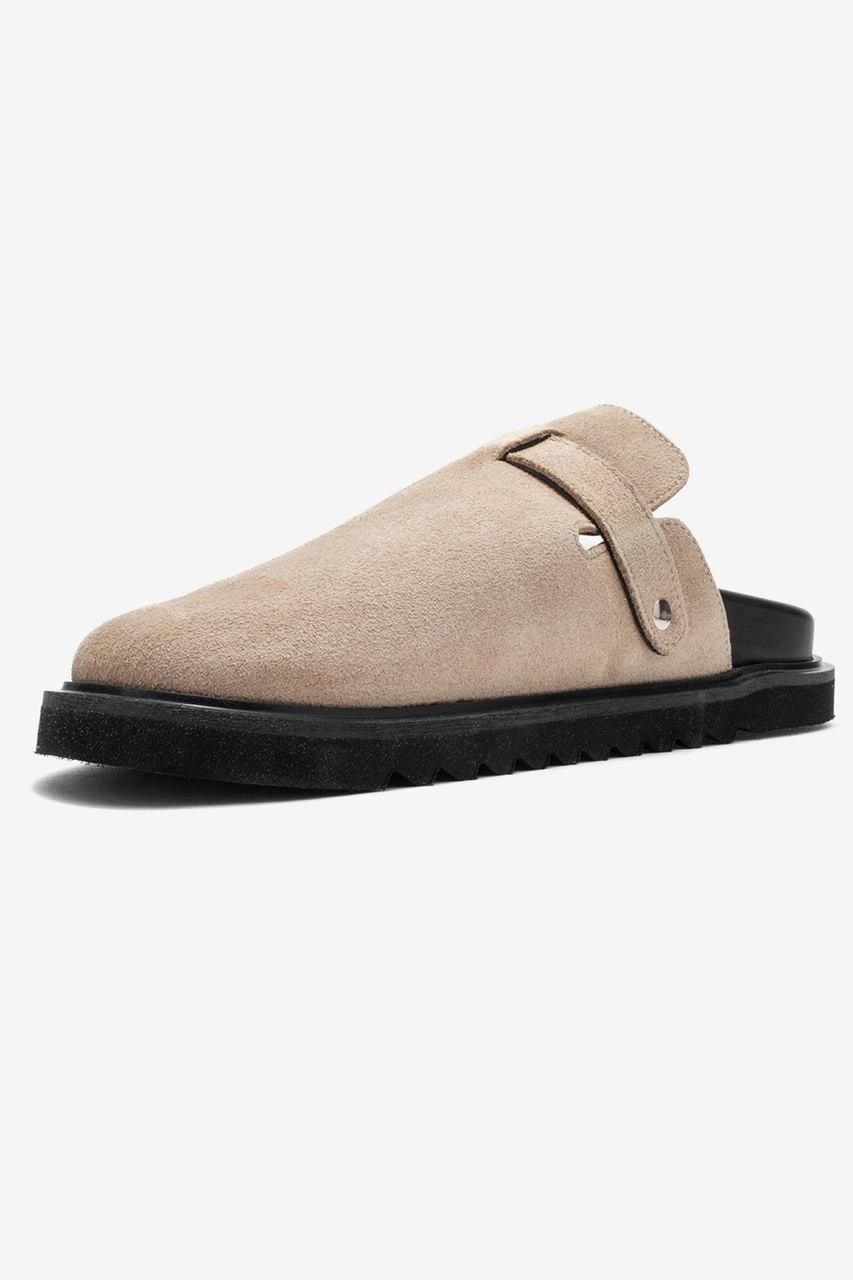 Luvishoes Luvi Shoes Vesta Bej Süet Tokalı Hakiki Deri Kadın Burnu Kapalı Terlik Bej