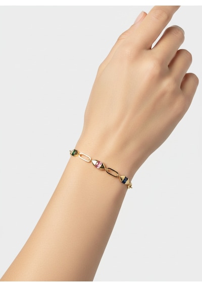 Valmont Accessories Kadın Gold Renk Renkli Baget Taşlı Zincir Bileklik