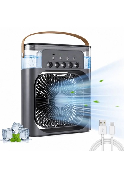 Bf-07 Taşınabilir Siyah Masa Üstü Rgb Led Işıklı Soğutucu Buzlu Fan