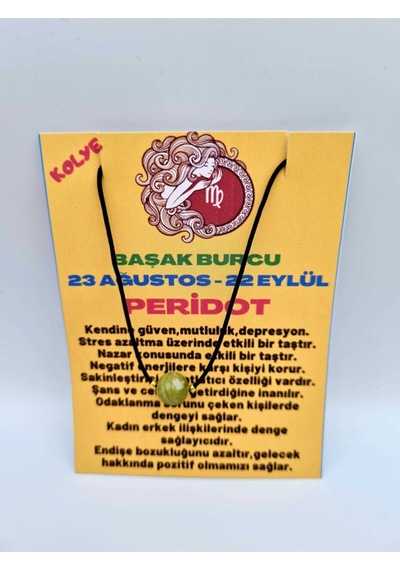 Sertifikalı Başak Burcu Peridot Taşı Doğal Taş Kolye Çok REnkli