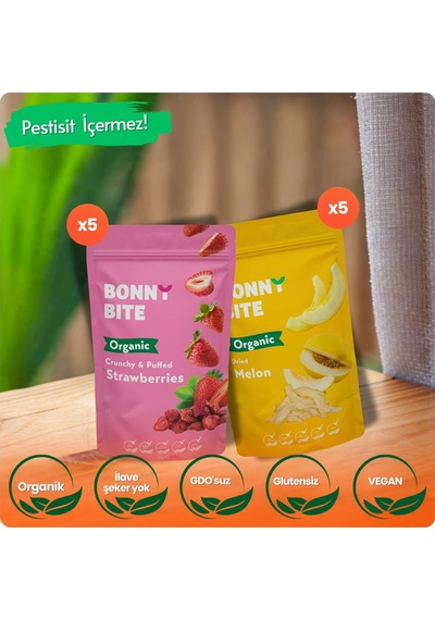 Organik Çıtır Çilek & Kurutulmuş Kavun 10'lu Paketi Diğer