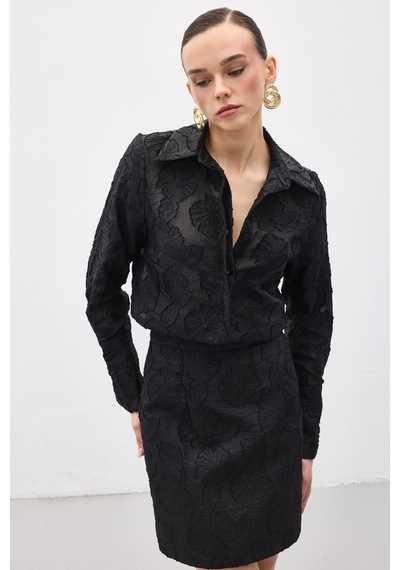 Sateen Belica Gömlek - Siyah-137146 Siyah