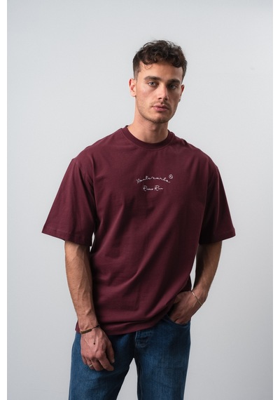 Respire Erkek Riviera Nakışlı Oversize T-shirt Bordo