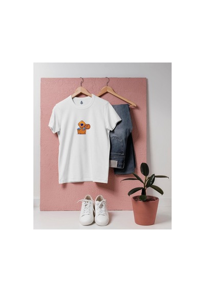 Bahriyeli Collection Oversize Hazineden Çıkan Mini Dalgıç Tasarım Unisex T-shirt Beyaz