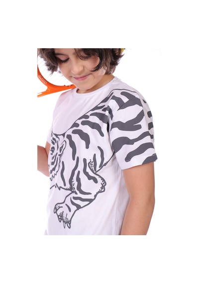 Toontoy Kids Toontoy Erkek Çocuk Kaplan Baskılı Tişört Beyaz