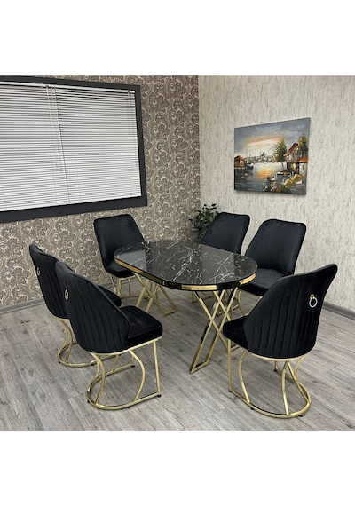 Asalet Mutfak Yemek Masası Takımı - Mutfak Masa Sandalye Takımı - 6 Kişilik Mutfak Masası Takımı Gold Asalet Mutfak Yemek Masası Takımı - Mutfak Masa Sandalye Takımı - 6 Kişilik Mutfak Masası Takımı Gold