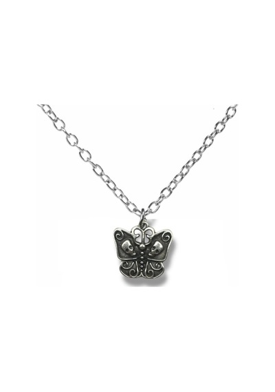Deathly Butterfly Figürlü Unisex Kolye Metal Renk Gotik Tasarım Çok renkli