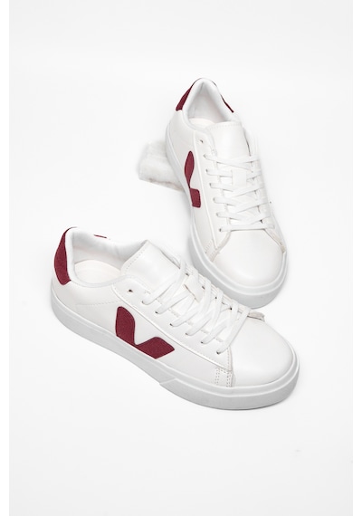 Tonny Black Kauçuk Taban Rahat Bağcıklı Sneaker Kadın Beyaz Bordo Sneaker Tbklc030 Beyaz - Bordo