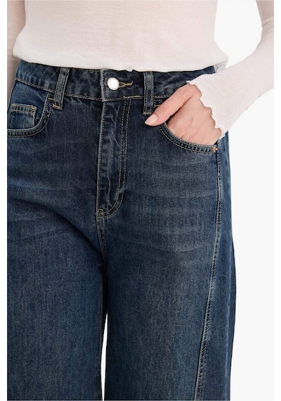Defacto Barrel Fıt Yüksek Bel Bilek Boy Jean Yıkamalı Pantolon G7614ax25cwnm34 Mavi-nm34