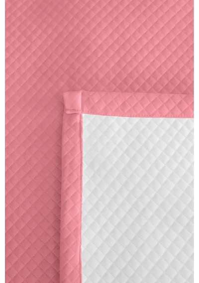 Pembe Pastel Genç Odası Tek Kişilik Pike Takımı - Modern Kapitone 160x220 Cm Mevsimlik Yatak Örtüsü Perde Kil Serinliği