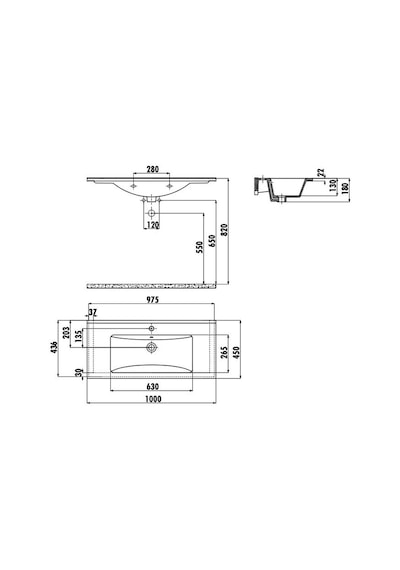 Creavit SU100 Etajerli Dolap Mobilya Uyumlu Lavabo 45 x 100 CM