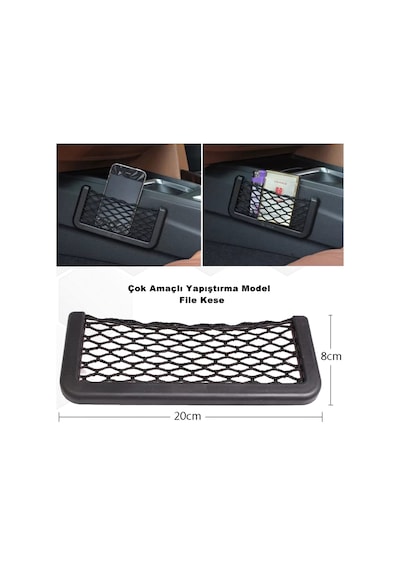 Araç File Kese Telefonluk Çok Amaçlı File Yapışma Model 8cmx20cm Araç File Kese Telefonluk Çok Amaçlı File Yapışma Model 8cmx20cm