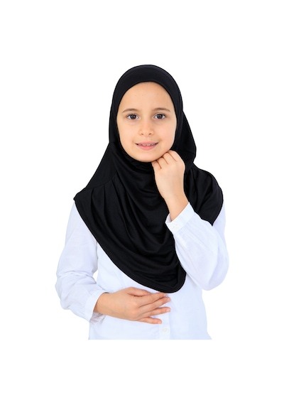 Modish Group Kız Çocuk Hazır Başörtüsü Pratik Penye Şal Tesettür Giyim Siyah