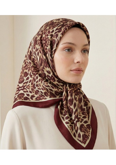 Leo Desen 90x90cm Organic Twill Eşarp/fular Bordo