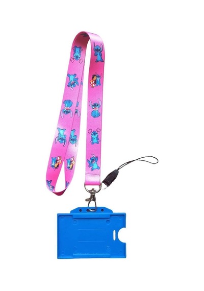 Lilo Ve Stitch Pembe Kart Askı Ipi Yaka Askı Ipi, Boyun Askı, Telefon Askı Aparatı, Mavi Kartlık