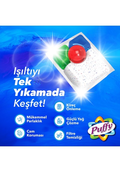 Puffy Hepsi Bir Arada Bulaşık Makinesi Deterjanı Kapsül 30 Yıkama
