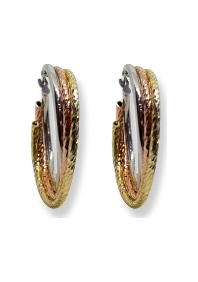 Oya Silver 18k Rose-gold Kaplama Şarnel Gümüş Halka Küpe 2.5x2.5cm