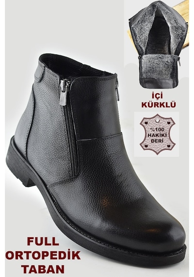 Tab3406 İçi Kürklü Hakiki Deri Erkek Bot Ayakkabı Ortopedik Taban Fermuarlı Deri Bot Siyah Tab3406 İçi Kürklü Hakiki Deri Erkek Bot Ayakkabı Ortopedik Taban Fermuarlı Deri Bot Siyah