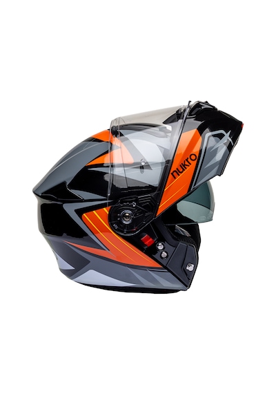 Nukro 938-sv Siyah-turuncu Çeneaçılır Motosiklet Kaskı Siyah - Gri - Turuncu
