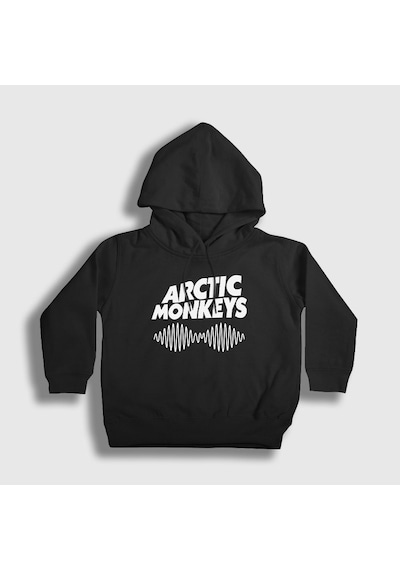Presmono Unisex Çocuk Cover Arctic Monkeys Kapüşonlu Sweatshirt Siyah