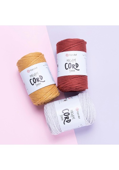 Yarnart El Örgü İpi Macrame Cord 3 Mm, 760, 2x500 Gr Çok Renkli