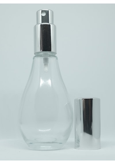 Parfüm Şişesi 70 ML 2 Adet Boş Ampul Şişe Gri Metal Valf ve Kapak