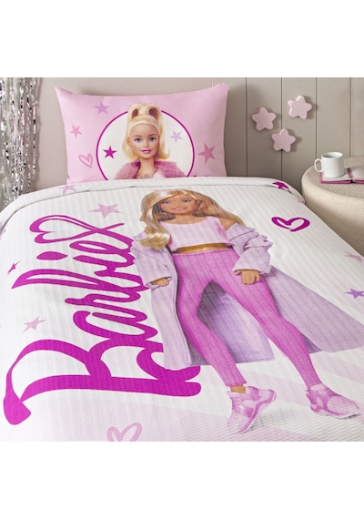 Taç Lisanslı Barbie Light Tek Kişilik Pamuk Pike Takımı 000000001000050173 Çok Renkli