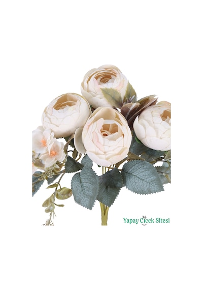 Yapay Çiçek Sitesi Yapay Şakayık Görünümlü Premium Ranunkulus Demeti 35 Cm Ekru Beyaz