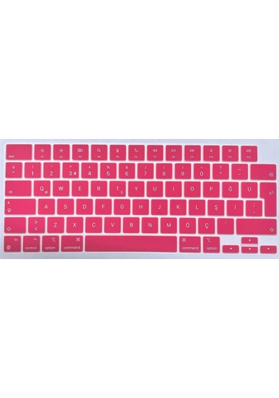 Arabulalaca Apple Uyumlu MacBook Pro 14.2 A2779 Türkçe Q Silikon Klavye Pembe