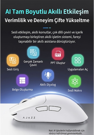 Aj200p Nl Aı Yapay Zeka Sesli Komut Destekli Near-link Kablosuz Şarj Standlı Oyuncu Mouse Diğer