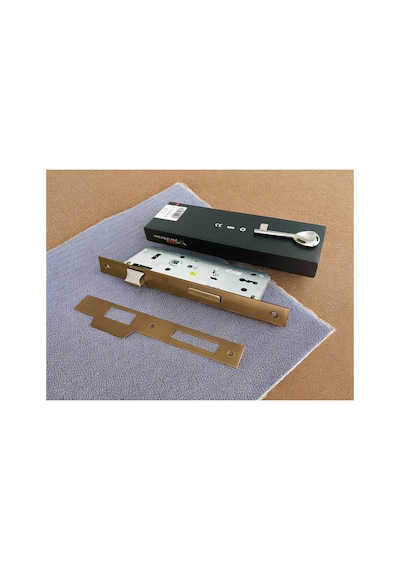 Özen Handles Mat Antik Sarı İç Kapı Gömme Oda Kilit 40/90/23 Kare 40 Mm 1 Adet