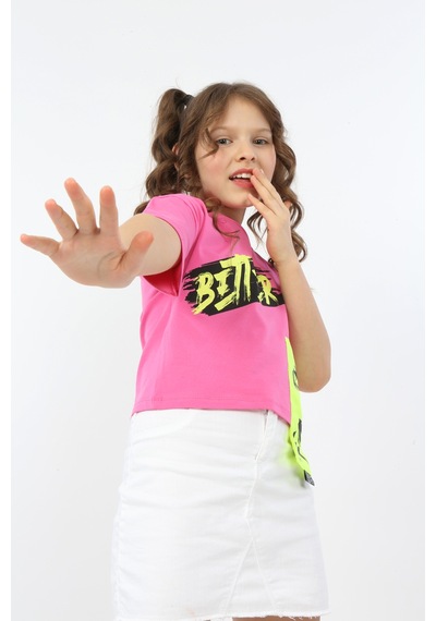 Toontoy Kids Toontoy Kız Çocuk Better Baskılı Tişört Fuşya