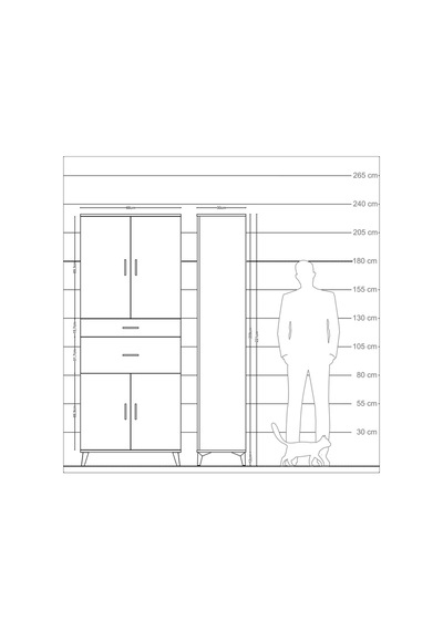 Arges Dolap 4 Raflı 2 Çekmeceli 4 Kapaklı 88x30x221 Antrasit-... Antrasit