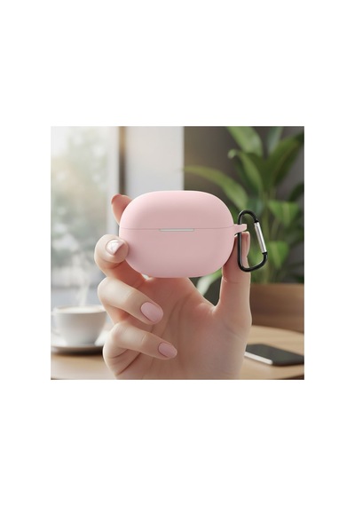 Huawei Freebuds Pro 5 Kılıf Askı Aparatlı Mat Silikon Pembe