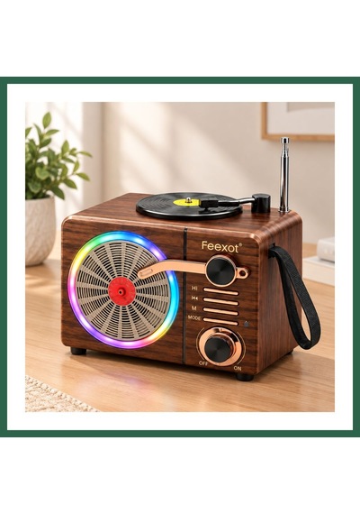 Bezos Işıklı Retro Bluetooth Fm Radyo Hoparlör - Usb & Type-c Şarjlı Bzs01