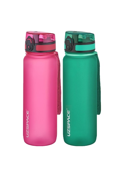 Uzspace 2'li Tritan Matara Seti 800 Ml 14 Farklı Renk Seçeneği Fiftyfifty-3053seta Pembe - Koyu Yeşil