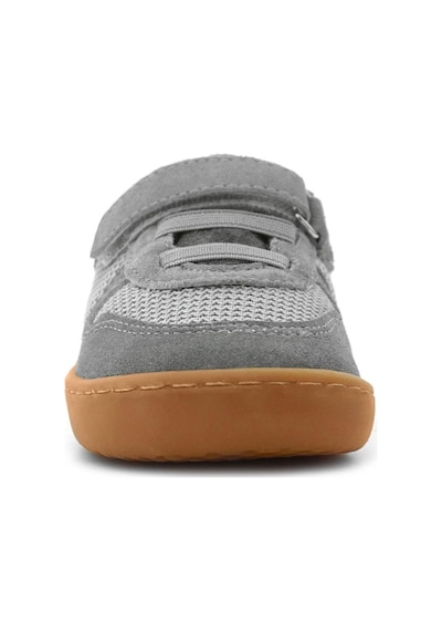 Rakerplus Bob Hakiki Deri Gri Barefoot Cırtlı Lastikli Bebek Sneaker Ayakkabı Gri