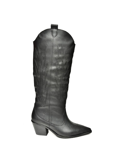 Fox Shoes T267765209 Siyah Kovboy Model Kadın Çizme Siyah-Suni Deri