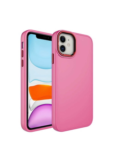 Apple Uyumlu iPhone 11 Kılıf Metal Renkli Çerçeveli Canlı Renkli Silikon Kapak