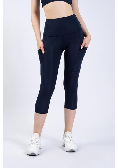 Tr Snc Kadın Yüksek Bel Kapri Yoga Tayt, Polyester Spandeks, Toparlayıcı Özellikli, Cepli, Siyah, Spor Ve Günlük Altın